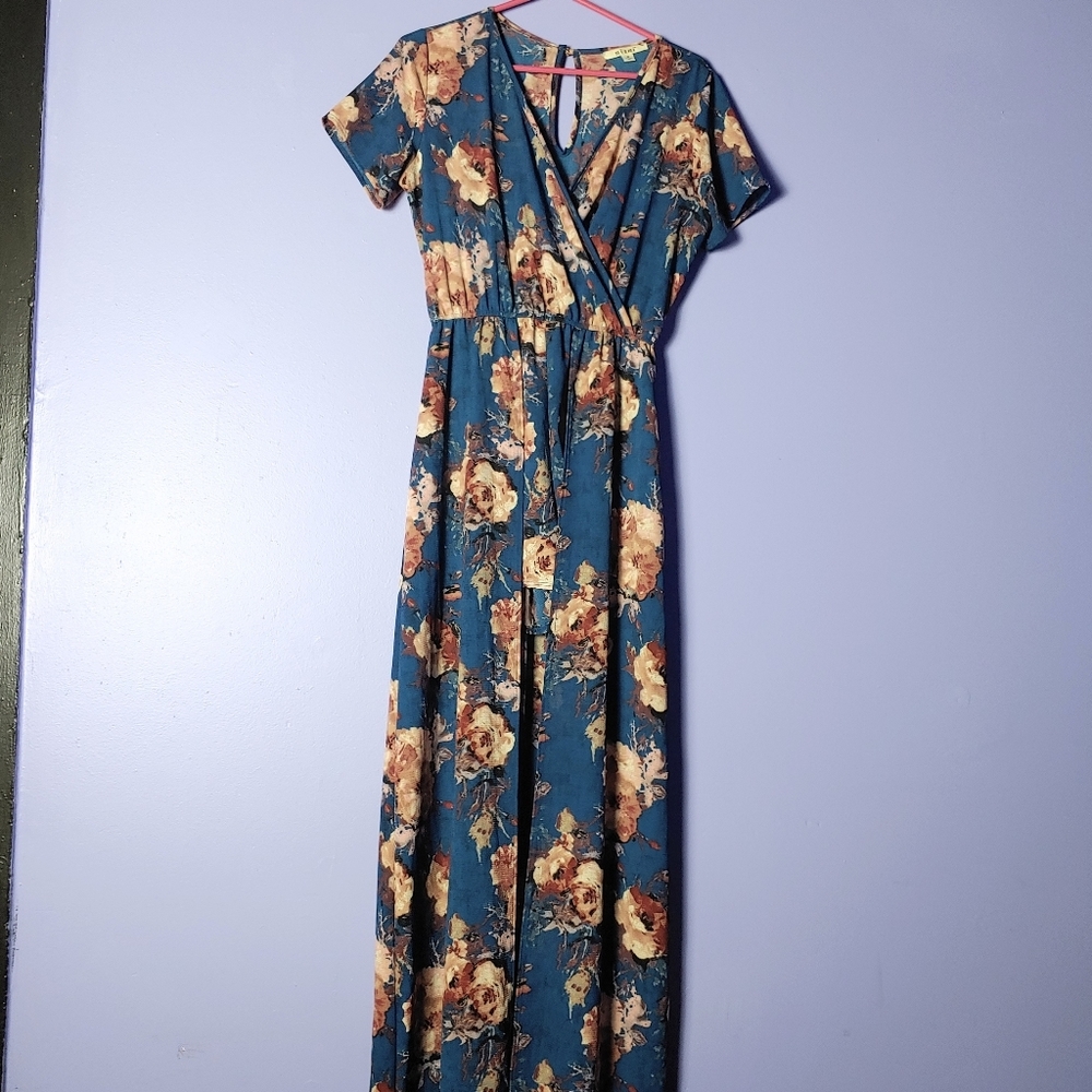 Miami floral maxi romper dress